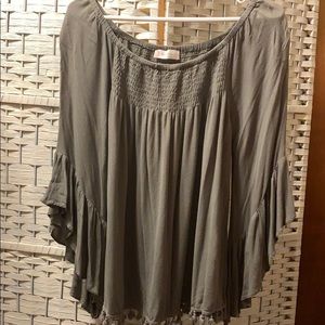 Olive green angel sleeve top